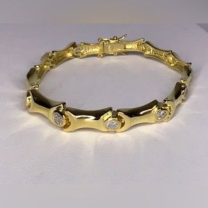 14K GOLD & DIAMONDIQUE BEZEL SET BRACELET
